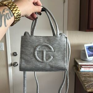 Small Heather Grey Fleece Telfar Shopping Bag